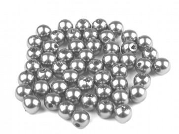 plastične perle - imitacija biserov, velikost: Ø6 mm, grey, 50 g (ca. 300 kos)