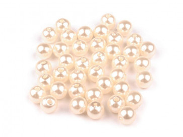 plastične perle - imitacija biserov, velikost: Ø6 mm, pearl, 50 g (ca. 300 kos)