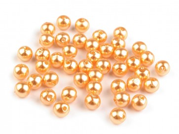plastične perle - imitacija biserov, velikost: Ø6 mm, gold b., 50 g (ca. 300 kos)