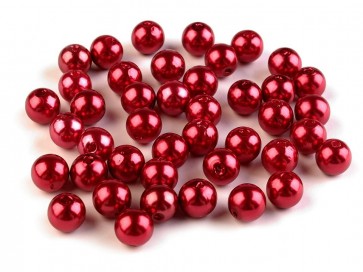 plastične perle - imitacija biserov, velikost: Ø8 mm, red, 50 g (ca. 300 kos)