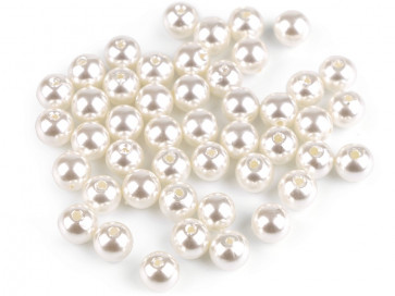 plastične perle - imitacija biserov, velikost: Ø8 mm, pearl, 50 g (ca. 300 kos)