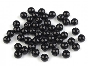 plastične perle - imitacija biserov, velikost: Ø8 mm, black, 50 g (ca. 300 kos)