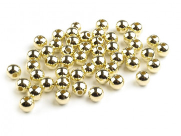 plastične perle - imitacija biserov, velikost: Ø6 mm, metallic gold, 10 g