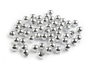 plastične perle - imitacija biserov, velikost: Ø6 mm, metallic silver, 10 g