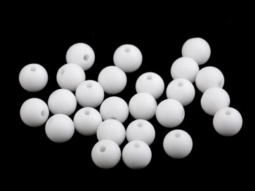 akrilne perle 8 mm, bele barve - mat, velikost luknje: 1,5 mm, 50 kos
