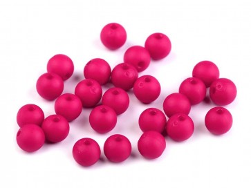 akrilne perle 8 mm, pink - mat, velikost luknje: 1,5 mm, cca 48 kos