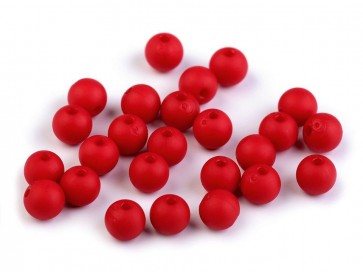 akrilne perle 8 mm, rdeče barve - mat, velikost luknje: 1,5 mm, cca 48 kos
