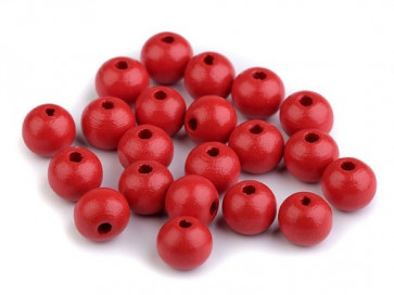 lesene perle okrogle 10 mm, rdeče, 50 g (caa 175 kos)