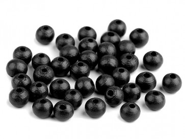 lesene perle okrogle 8 mm, črne, 50 g (caa 300 kos)