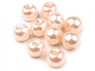 steklene perle - imitacija biserov, velikost: 8 mm, salmon, 50 g (ca.74-78 kos)