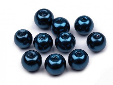 steklene perle - imitacija biserov, velikost: 8 mm, paris blue, 50 g (ca.74-78 kos)