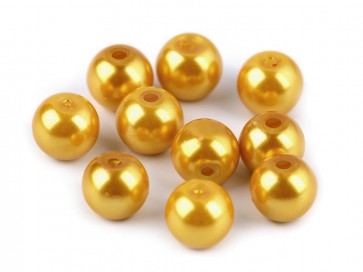 steklene perle - imitacija biserov, velikost: 8 mm, gold light, 50 g (ca.74-78 kos)