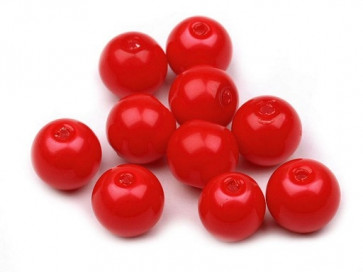 steklene perle - imitacija biserov, velikost: 8 mm, škrlatno-rdeča b., 50 g (ca.74-78 kos)