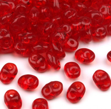 perle Rocailles 2,5x5 mm, 2 luknji, rdeče, 10 g