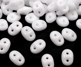 perle Rocailles 2,5x5 mm, 2 luknji, bele, 10 g