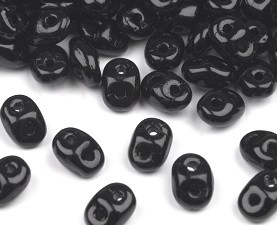 perle Rocailles 2,5x5 mm, 2 luknji, črne, 10 g