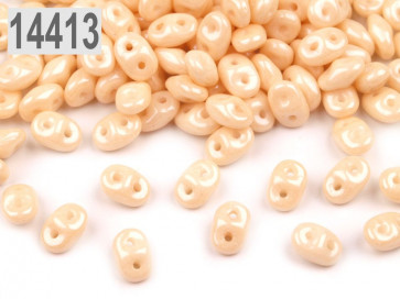 perle Rocailles 2,5x5 mm, 2 luknji, oranžno - beige, svetleč videz, 10 g 