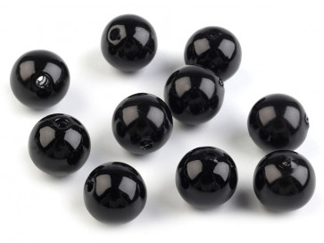 plastične perle - imitacija biserov, velikost: Ø10 mm, črne b., 50 g (ca. 110 kos)