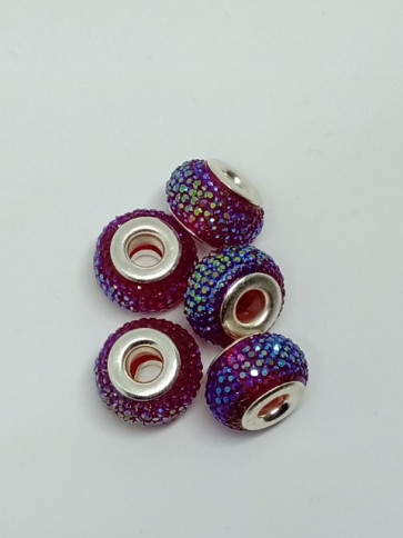 steklene perle z veliko luknjo 9x14 mm, violett, 1 kos