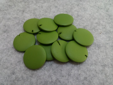 lesene perle ploščate - okrogle 30 mm, sv. zelene, 5 kos