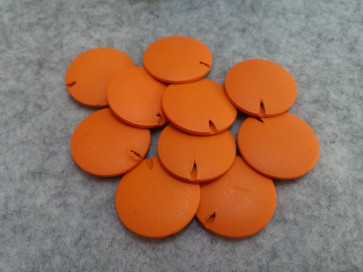 lesene perle ploščate - okrogle 30 mm, rumeno-oranžne, 5 kos