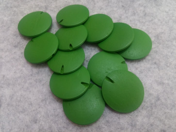 lesene perle ploščate - okrogle 30 mm, zelene, 5 kos