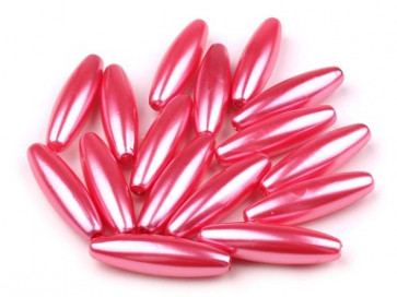 plastične perle 10 x 30 mm, roza, 5 kos