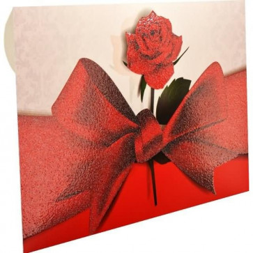 kuverta za darilne bone "Rdeča vrtnica s pentljo", 22x15.5 cm, 1 kos
