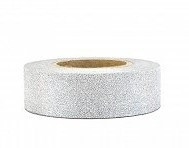Washi tape - dekorativni lepilni trak - srebrni z bleščicami, širina: 1.5 cm, dolžina: 10 m, 1 kos