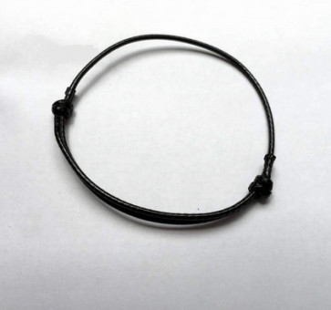 osnova za zapestnico - bombažna povoščena vrvica, nastavljiva, 40~70x1.5 mm, črna, 1 kos