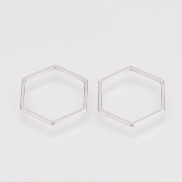 dodatek za nakit, nerjaveče jeklo, šestkotnik, 22.5x20x0.8 mm, 1 kos