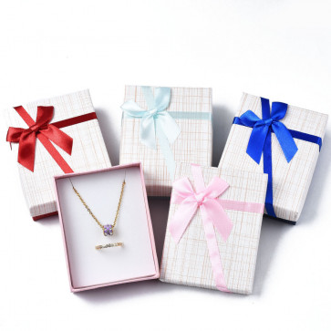 darilna embalaža - škatla za nakit s pentljo 9x7cm, rdeča, 1 kos