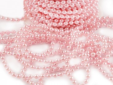 akrilne perle na vrvici, light pink barve, 4 mm, 1 m
