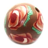fimo perle okrogle 10 mm, rjave, 5 kos