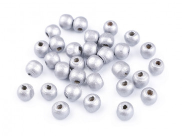 lesene perle okrogle 10 mm, metallic silver, 20g