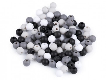 akrilne perle 6 mm, mix - mat, velikost luknje: 1,4 mm, 100 kos
