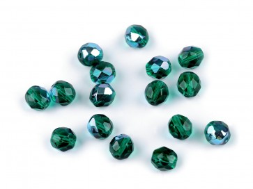 perle - češko steklo 8 mm, emerald green - AB , 20 g 