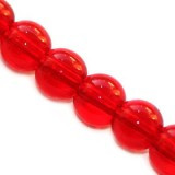 steklene perle, okrogle 6 mm, rdeče, 1 niz-32 cm