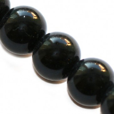 steklene perle 10 mm, črne, 1 niz - 32 cm