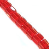 steklene perle, kocke 4 x 4 mm, rdeče, 1 niz - 32 cm