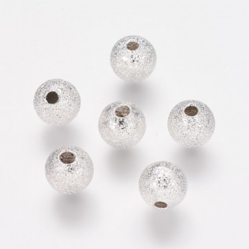 dekorativne perle 6 mm, srebrne b. brez niklja, 1 kos