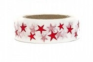 Washi tape - dekorativni lepilni trak - beli z zvezdicami, širina: 1.5 cm, dolžina: 10 m, 1 kos