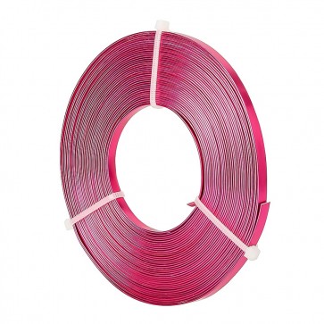 Aluminijasta barvna žica za oblikovanje - ploščata, širina: 5 mm, debelina: 1 mm, pink b., 10 m