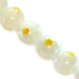 millefiori perle okrogle 8 mm, bele, 1 niz-38 cm