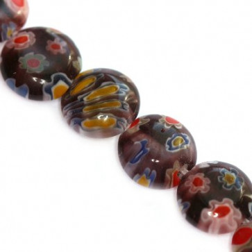 millefiori perle okrogle plošč. 8 mm, vijola, 1 niz-38 cm