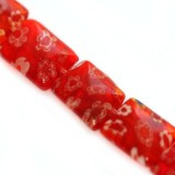 millefiori perle 10x8 mm, rdeče, 1 niz-38 cm