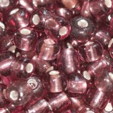 steklene perle 3,5 mm, vijola, srebrna sredica, 20 gr