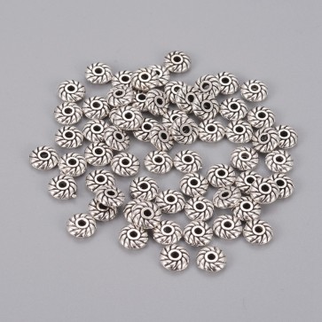 kovinske perle Tibetanski slog, brez niklja, dekorativne, 6x6x2 mm, velikost luknje 1mm, 10 kos