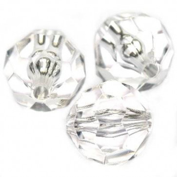 plastične perle, "nepravilno" okrogle 16 mm, prozorne, 50 gr