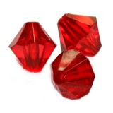 plastične perle, bikoni 10 mm, rdeči, 50 gr